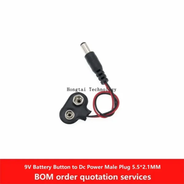 6F22 9V Battery Button to DC Power Male Plug 5.5*2.1MM Compatible UNO 2560 DUE Female Power Adapter - Image 3