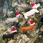 2025 Merry Christmas Cartoon Sausage Dog Hanging Pendant Home Winter Happy New Year Party Xmas Celebration Decoration Supplies
