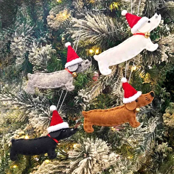 2025 Merry Christmas Cartoon Sausage Dog Hanging Pendant Home Winter Happy New Year Party Xmas Celebration Decoration Supplies