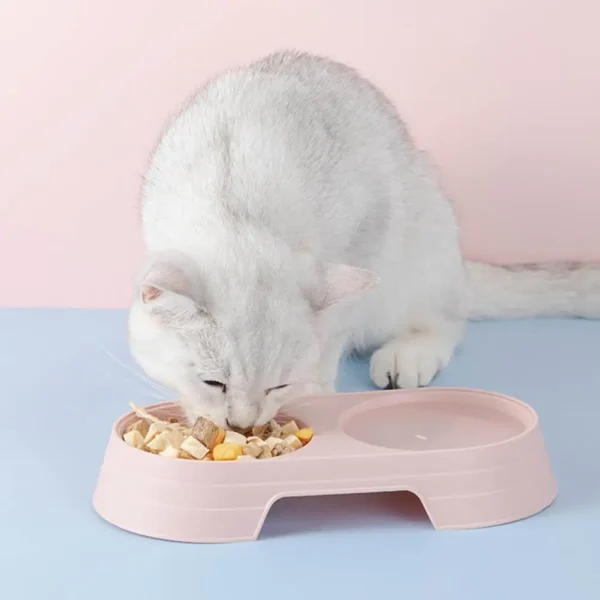 Plastic Pet Dog Cat Puppy Double Bowl Feeder Water Dish Bowls Food Drinking Tray Holder PP Candy Color Pet Supplies Accessories
