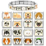 Cute Husky Corgi Border Collie Labrador Dog Animals Italian Charm Links Fit 9mm Stainless Steel Bracelet DIY Jewelry Making Gift