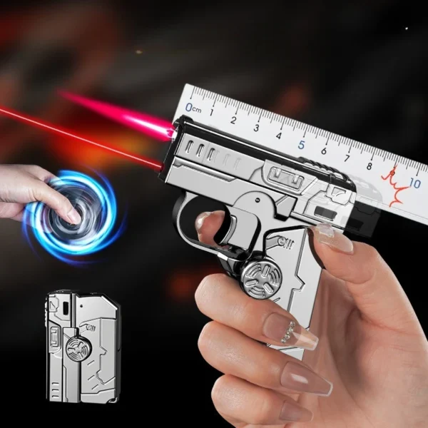 Deformable Foldable Decompression Spray Gun Lighter Windproof Red Flame Cool Pistol Shape Gyro Toy Men’S Cigarette Accessories