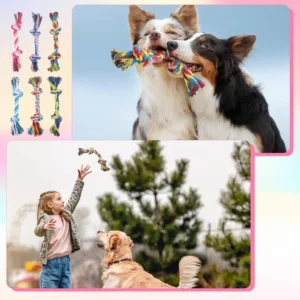 Colorful Braided Dog Rope Chew Toys-Durable Interactive Teething Toys for Small to Medium Dogs,Puppy Teething and Boredom Relief