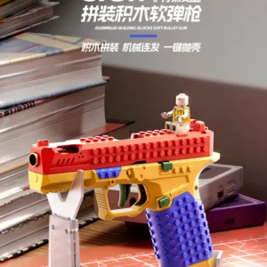 Assembled Safety Toy Gun Automatic Burst Soft Bullet Toy Model With Transparent Bracket Forholiday Gifts For Military Fan Boys