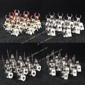 DT8901 Medieval Knight Soldier Corps Figures Building Blocks Roman Infantry Guarding Militia Archer Wolf Warrior Flag Brick Toy