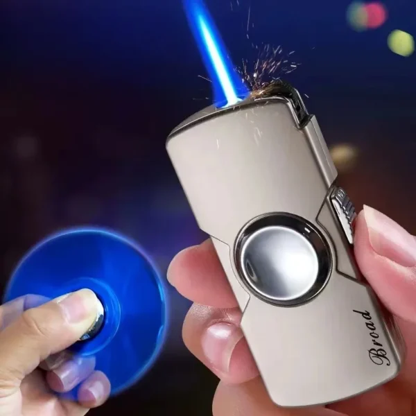 New Creative Mini Fidget Spinner Metal Lighter Grinding Wheel Windproof Finger Toy Gift Metal Gas Lighter Men’s Gadgets